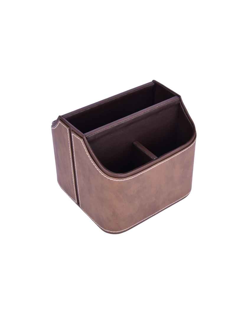 Stylish Organization 5 Section Leatherette Cutlery Holder | 6 x 7 x 7 inches