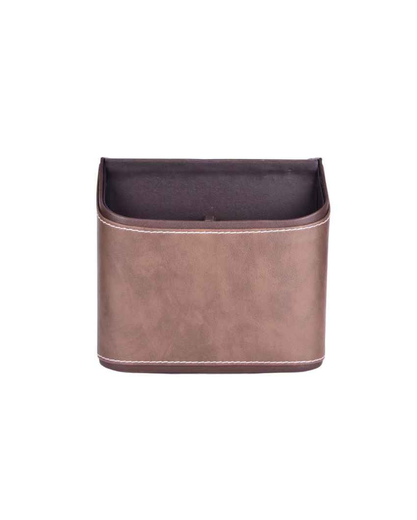 Stylish Organization 5 Section Leatherette Cutlery Holder | 6 x 7 x 7 inches