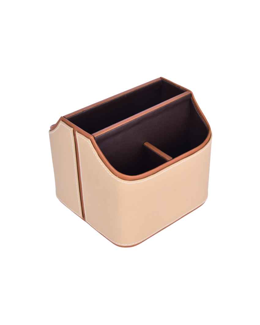 Stylish Organization 5 Section Leatherette Cutlery Holder | 6 x 7 x 7 inches