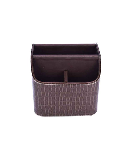 Textured Elegance 5 Section Leatherette Croc Cutlery Holder | 6 x 7 x 7 inches