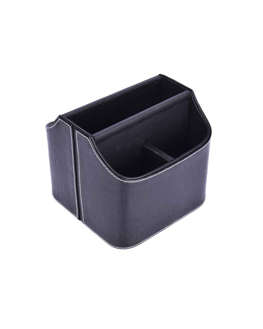 Textured Elegance 5 Section Leatherette Croc Cutlery Holder | 6 x 7 x 7 inches