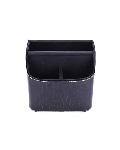 Textured Elegance 5 Section Leatherette Croc Cutlery Holder | 6 x 7 x 7 inches