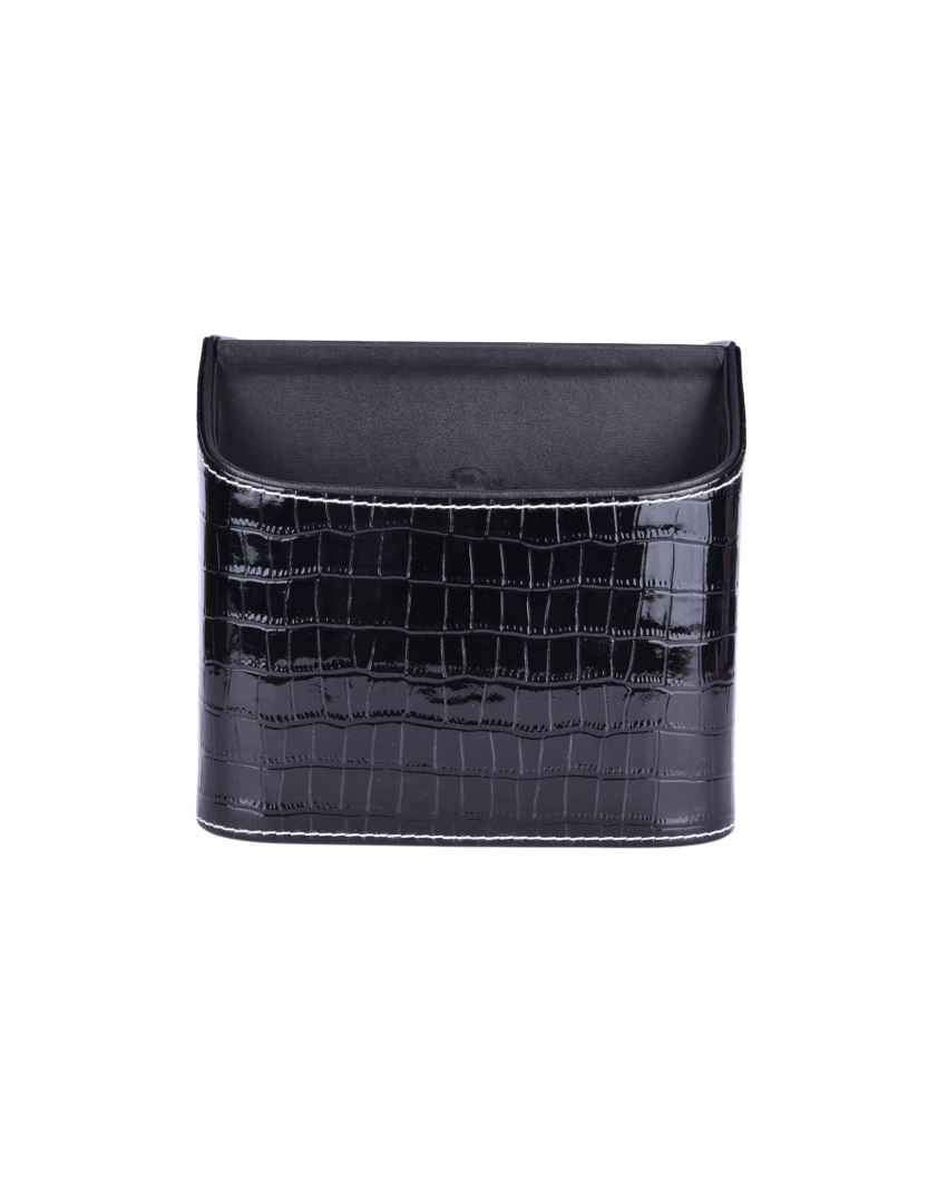 Textured Elegance 5 Section Leatherette Croc Cutlery Holder | 6 x 7 x 7 inches