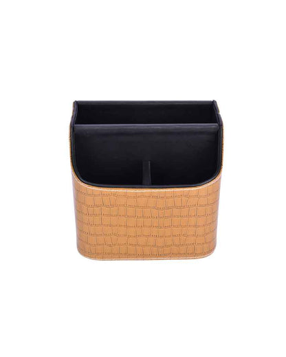 Textured Elegance 5 Section Leatherette Croc Cutlery Holder | 6 x 7 x 7 inches