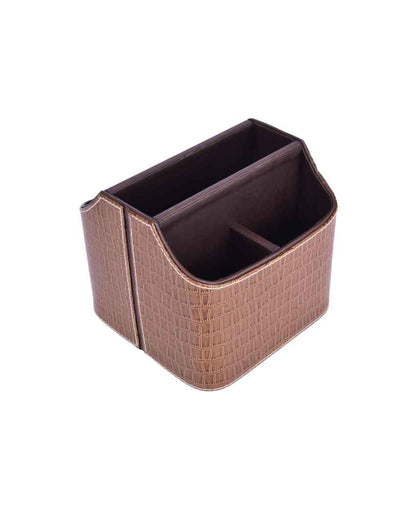 Textured Elegance 5 Section Leatherette Croc Cutlery Holder | 6 x 7 x 7 inches