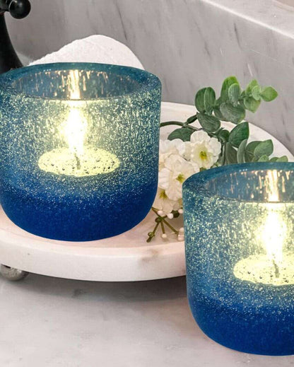 Elegant Glass Votive Tealight Candle Holder | Set of 4 | 3 inches