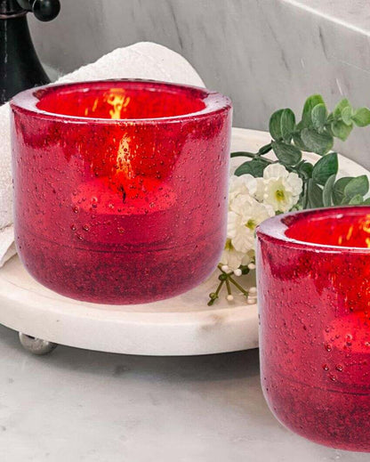 Elegant Glass Votive Tealight Candle Holder | Set of 4 | 3 inches