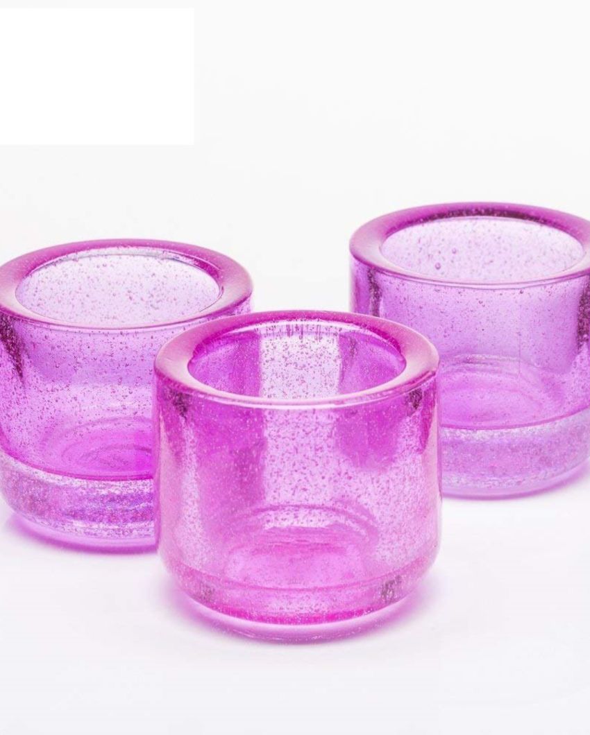 Elegant Glass Votive Tealight Candle Holder | Set of 4 | 3 inches