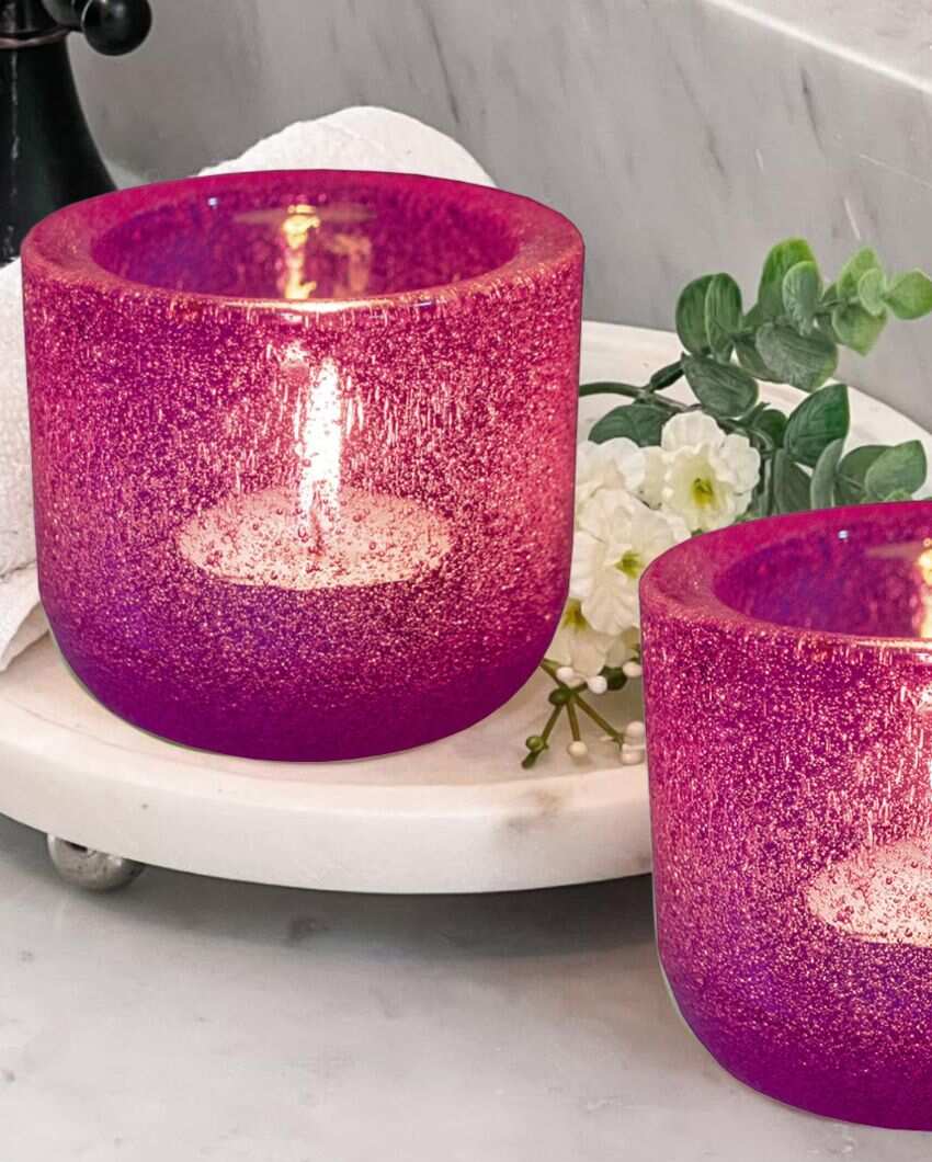 Elegant Glass Votive Tealight Candle Holder | Set of 4 | 3 inches