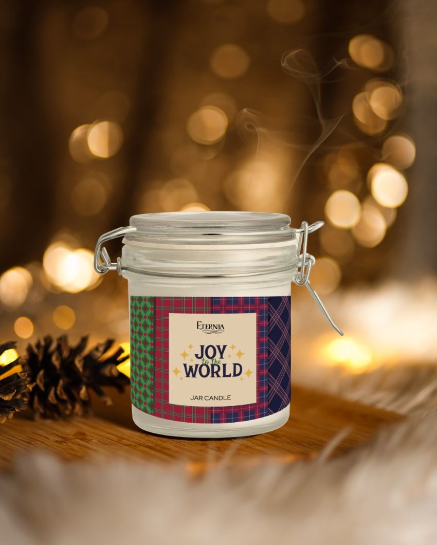 Eternia Joy To The World Christmas Jar Candle | 4 x 2 x 4 inches