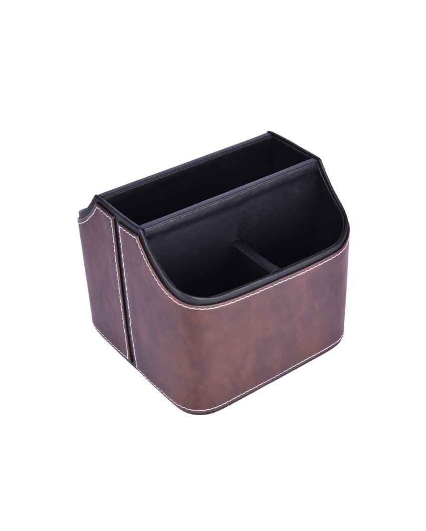 Stylish Organization 5 Section Leatherette Cutlery Holder | 6 x 7 x 7 inches