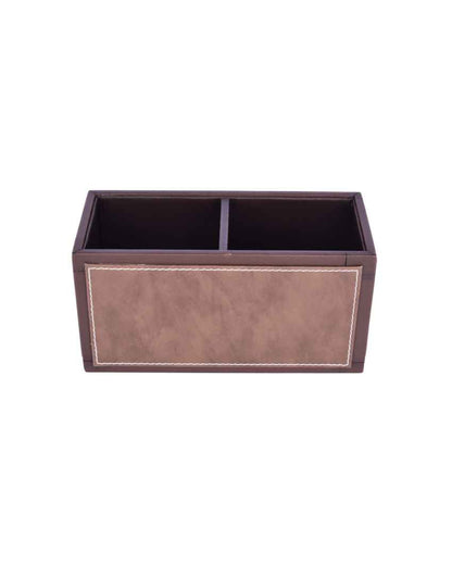 Sleek & Compact 2 Section Leatherette Cutlery Holder | 4 x 9 x 4 inches