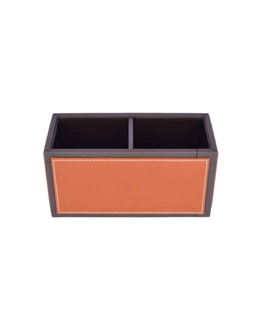 Sleek & Compact 2 Section Leatherette Cutlery Holder | 4 x 9 x 4 inches