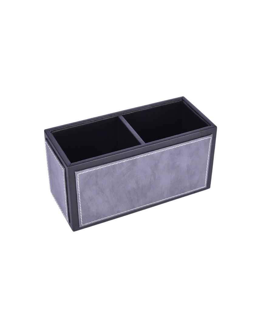 Sleek & Compact 2 Section Leatherette Cutlery Holder | 4 x 9 x 4 inches