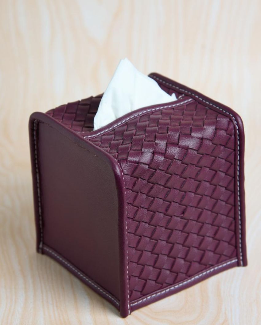 Premsons Vegan Faux Leather Square Tissue Box | 5 x 5 inches