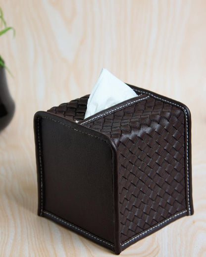 Premsons Vegan Faux Leather Square Tissue Box | 5 x 5 inches