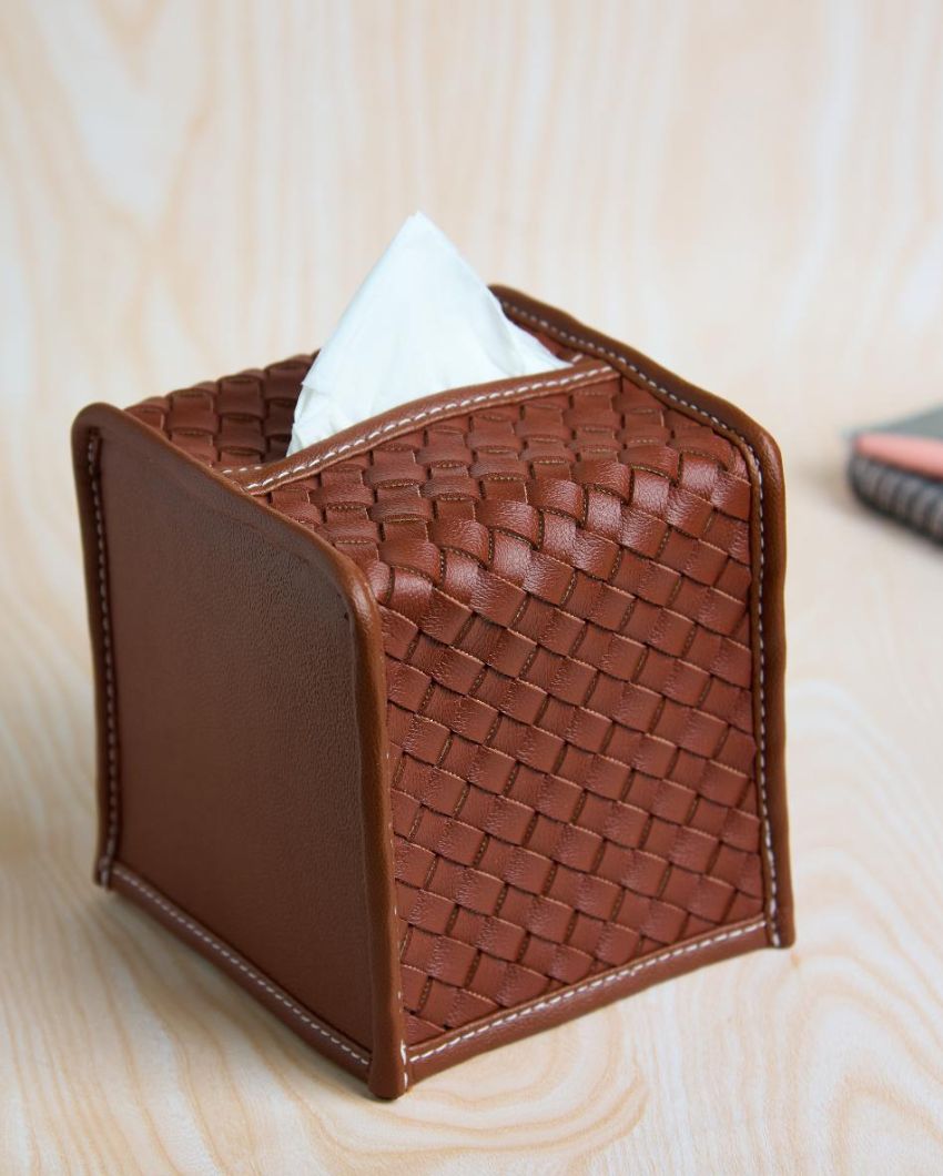 Premsons Vegan Faux Leather Square Tissue Box | 5 x 5 inches