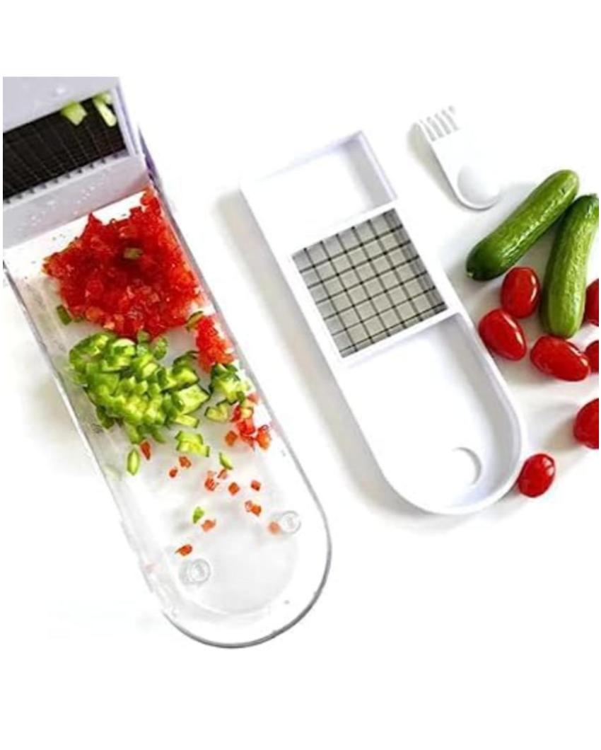 Effortless Plastic Vegetable & Fruit Slicer Food Dicer With Negi Cutter | Pack of 2