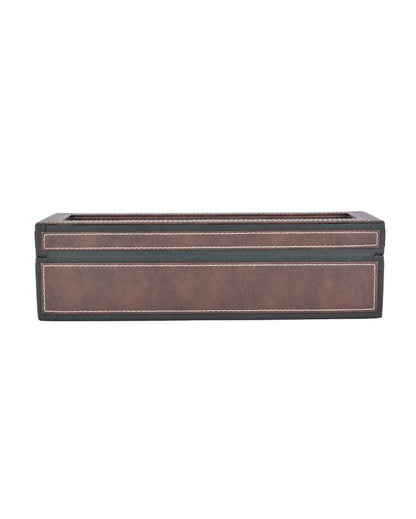 Elegant Timepiece Display Premium Leatherette Organizer Case 6-Slot Watch Box Holder | 12 x 5 x 4 inches