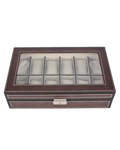 Luxury Timepiece Storage Premium Leatherette Organizer Case 12-Slot Watch Box Holder | 12 x 8 x 4 inches