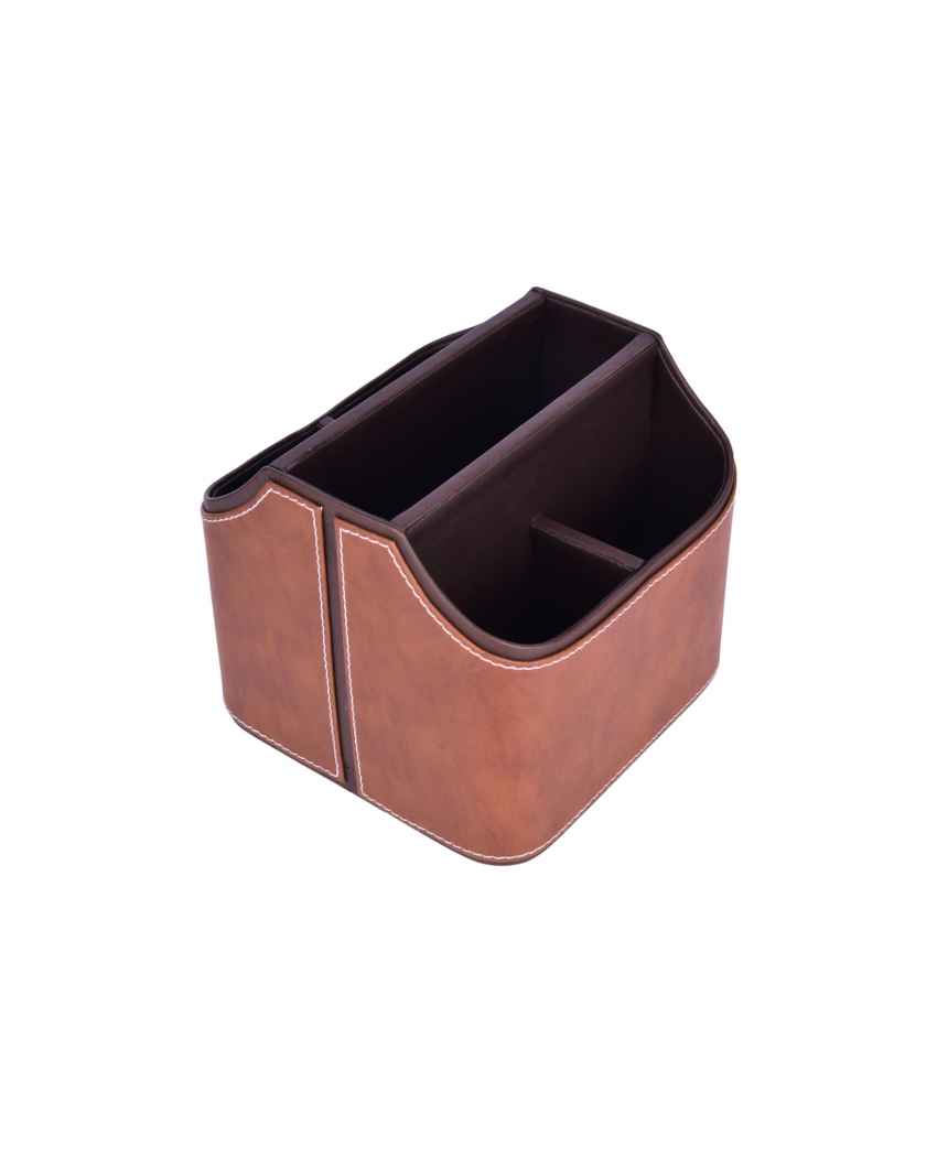 Stylish Organization 5 Section Leatherette Cutlery Holder | 6 x 7 x 7 inches