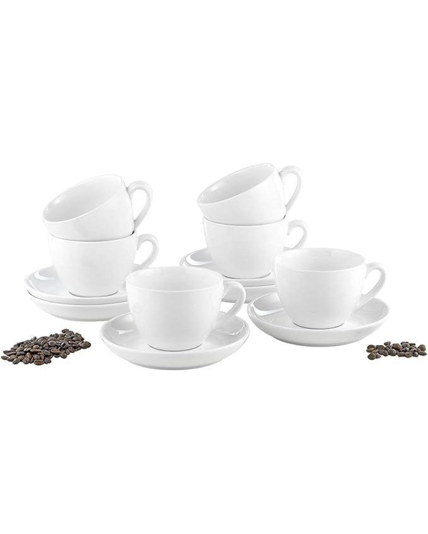 Premium Ceramic Coffee & Tea Cup with Saucer | Set of 6
