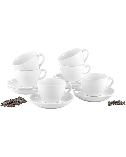 Premium Ceramic Coffee & Tea Cup with Saucer | Set of 6