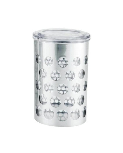 Decorative Dot Design Silver Colored Acrylic Storage Canister Jar | 2 x 10 inches