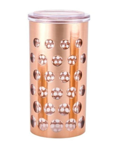 Decorative Dot Design Copper Colored Storage Canister Jar | 2 x 8 inches