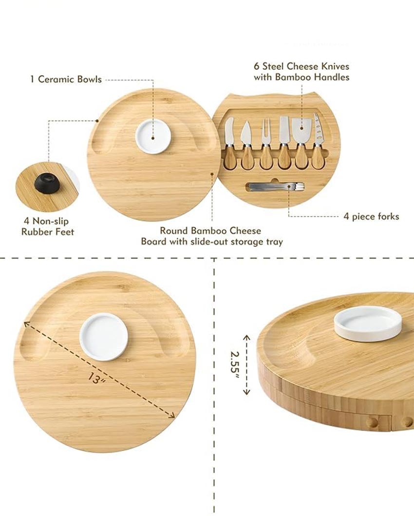 Modern Cheese Board With Knife & Server Set | 11 Pieces