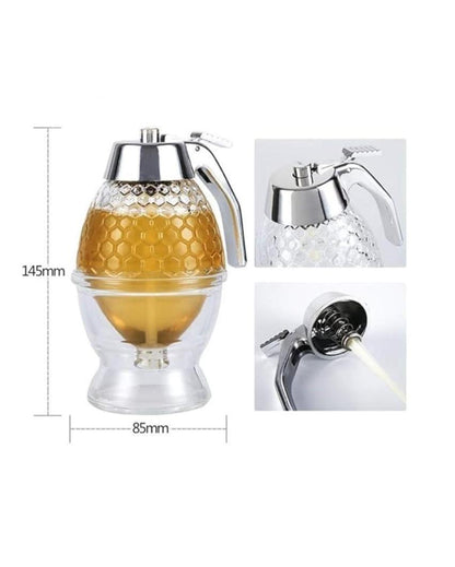 Elegant Clear Honeycomb Design Syrup Dispenser | 8 x 6 x 4 inches