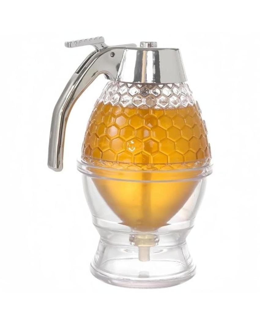 Elegant Clear Honeycomb Design Syrup Dispenser | 8 x 6 x 4 inches