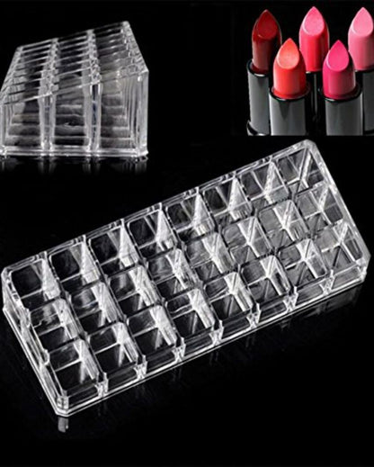 Clear Lipstick Acrylic Organizer Makeup Storage Holder | 4 x 10 x 2 inches