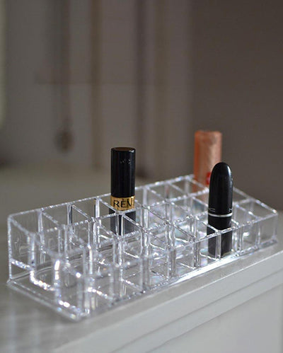 Clear Lipstick Organizer Makeup Storage Holder for Cosmetics | 4 x 10 x 2 inches