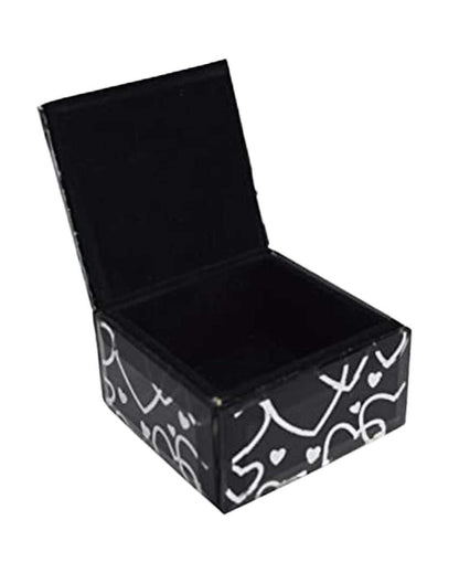 Square Decorative Black Jewelry Organizer Small Box | 4 x 2 inches