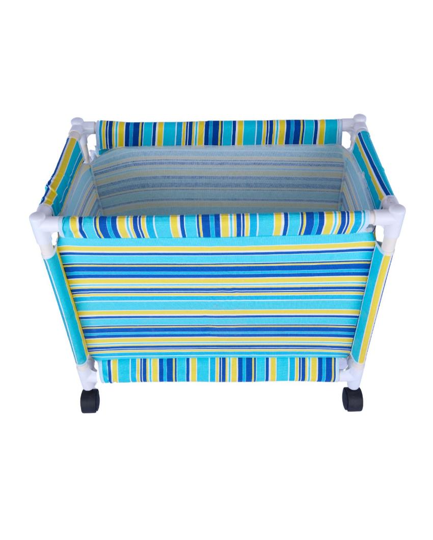 Distinctive Multicolor Rolling Laundry Basket | 23 x 21 x 11 inches