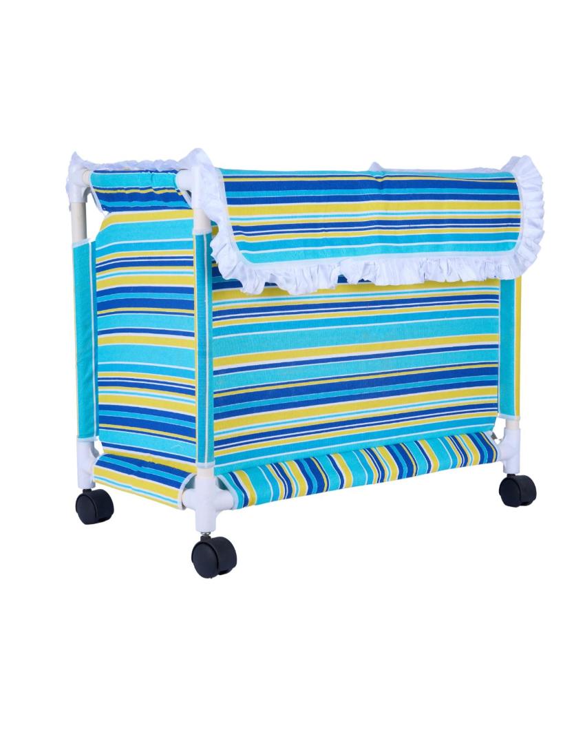 Distinctive Multicolor Rolling Laundry Basket | 23 x 21 x 11 inches