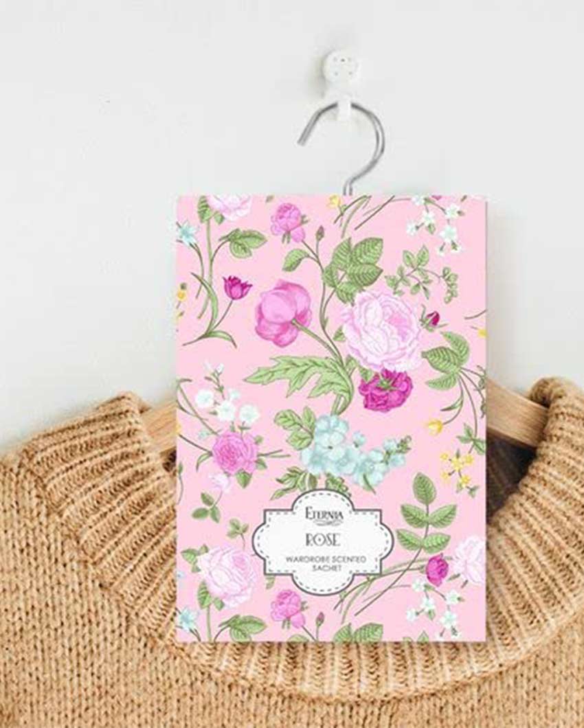 Fresh Aromas for Closets Rose Design Wardrobe Sachet | Set of 3 | 11 x 7 inches