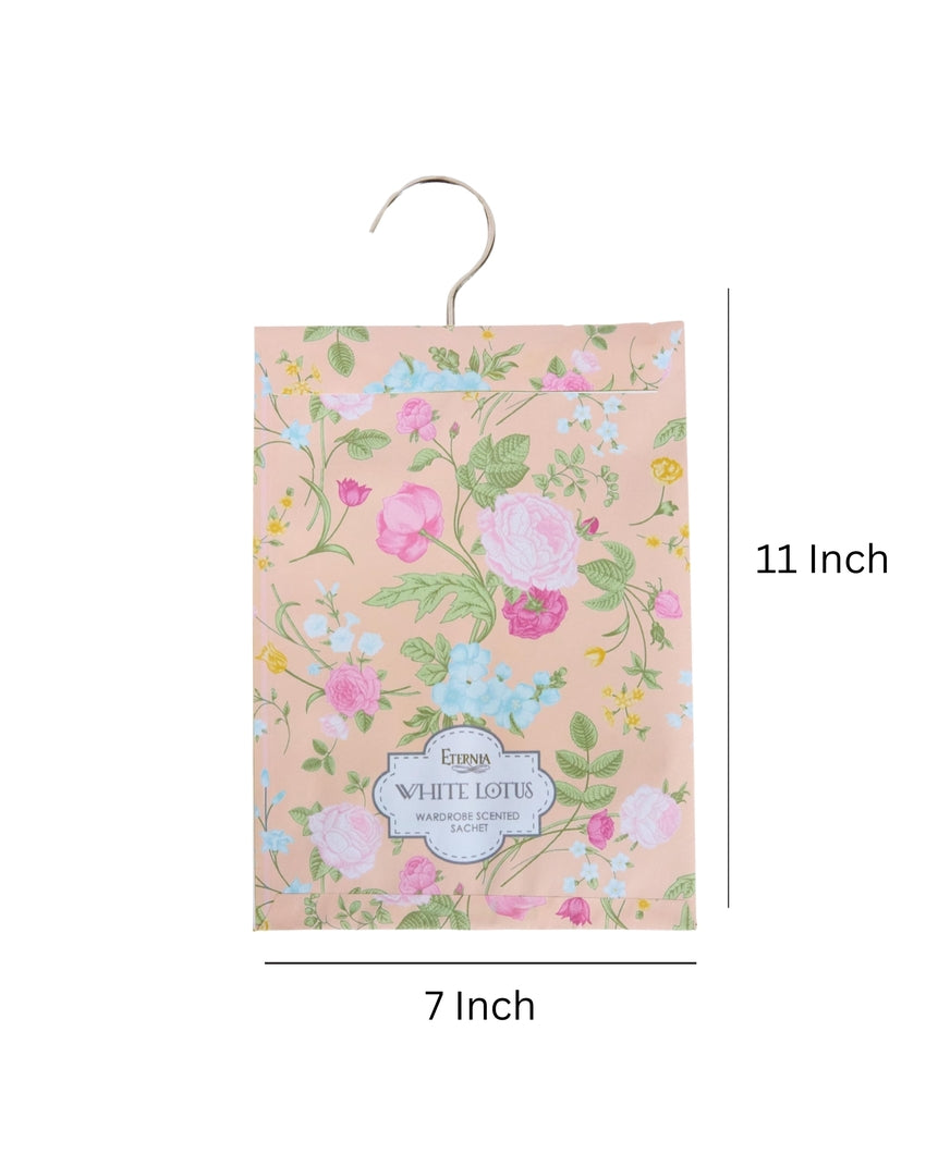 Fresh Aromas for Closets White Lotus Design Wardrobe Sachet | Set of 3 | 11 x 7 inches