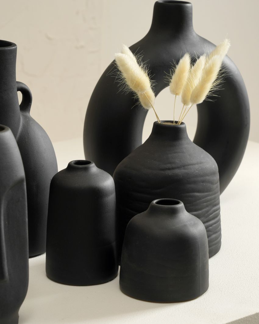Black Farmhouse Ceramic Vase | Set of 10
