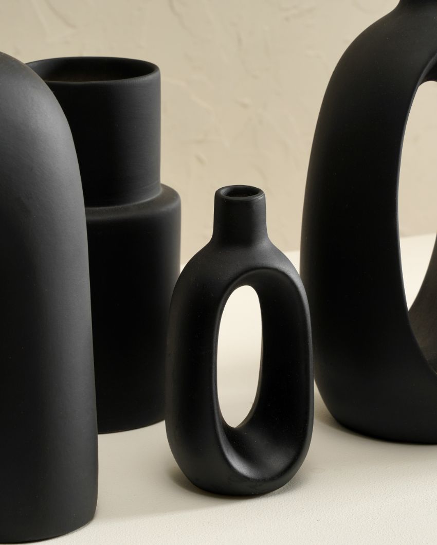 Black Farmhouse Ceramic Vase | Set of 10