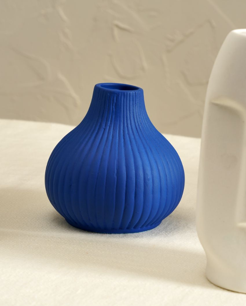 Morocco Farmhouse White and Blue Ceramic Vase | Set of 5