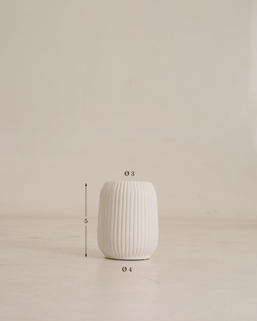 Big White Ivory Ceramic Vase | 5 Inches
