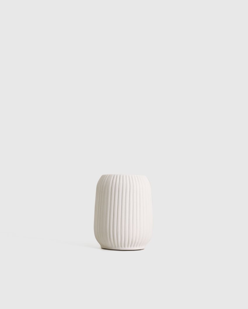 Big White Ivory Ceramic Vase | 5 Inches