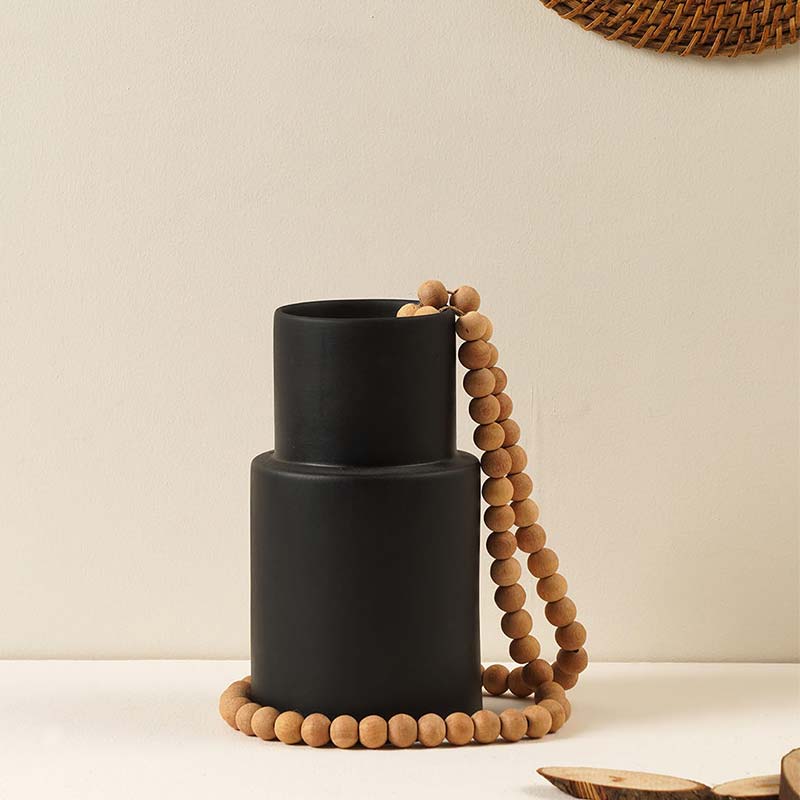 Bamboo Kane Design Vase Black