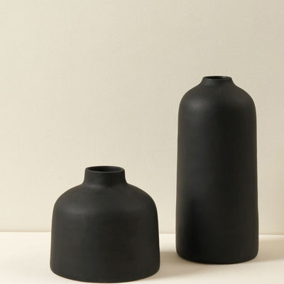 Kimono Black Ceramic Vase | Set of 2