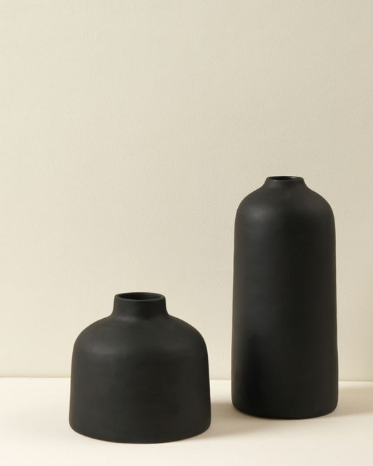 Kimono Black Ceramic Vase | Set of 2 Black