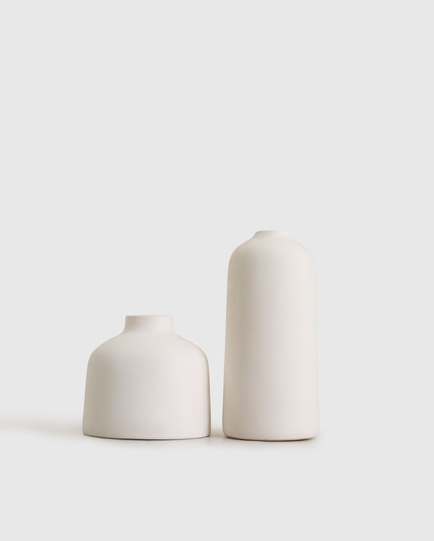 Kimono Ceramic Vase | Set of 3 White