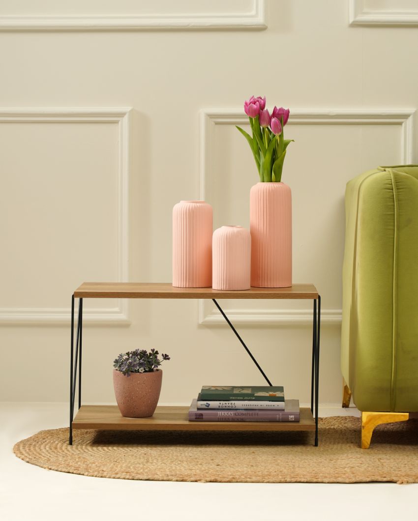Ribbed Ceramic Vase | Set of 3 Pink