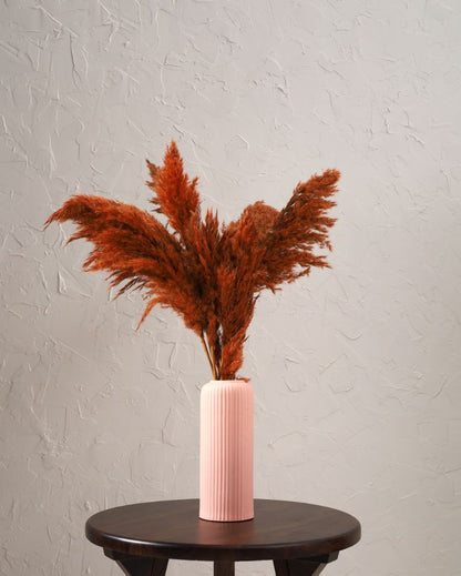 Ribbed Ceramic Vase | Set of 3 Pink